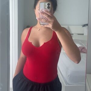 Bozzolo Red Ribbed Tank Top